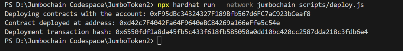 deploy command and output