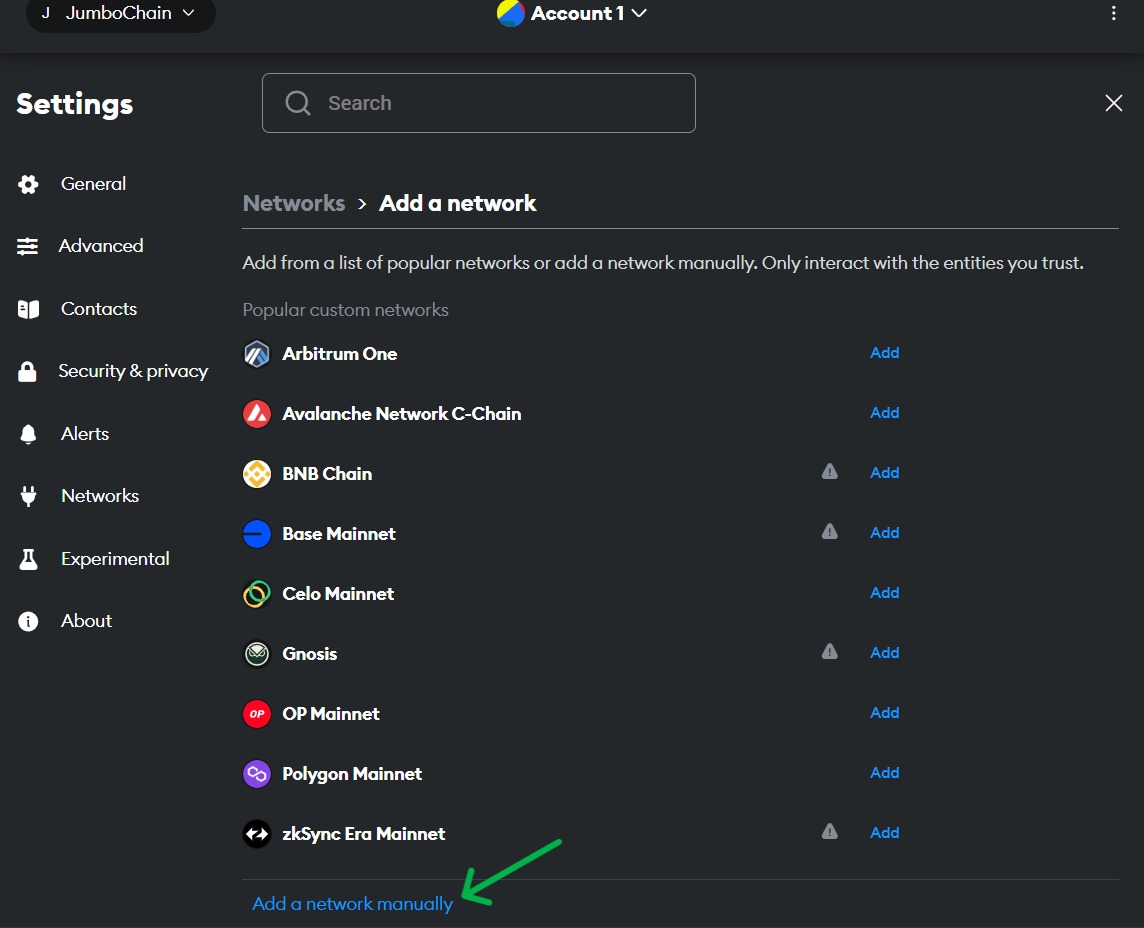 Metamask Add Network Manually